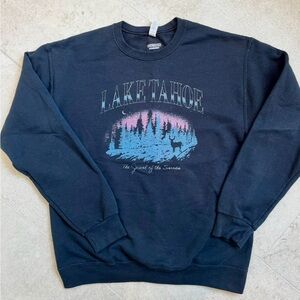 Jerzees Black Lake Tahoe Graphic Crewneck Sweatshirt